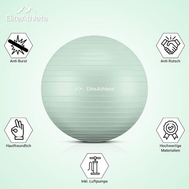 Ергономічний фітбол EliteAthlete для офісу, йоги та фітнесу, з анти-вибуховою системою, для вагітних, з насосом