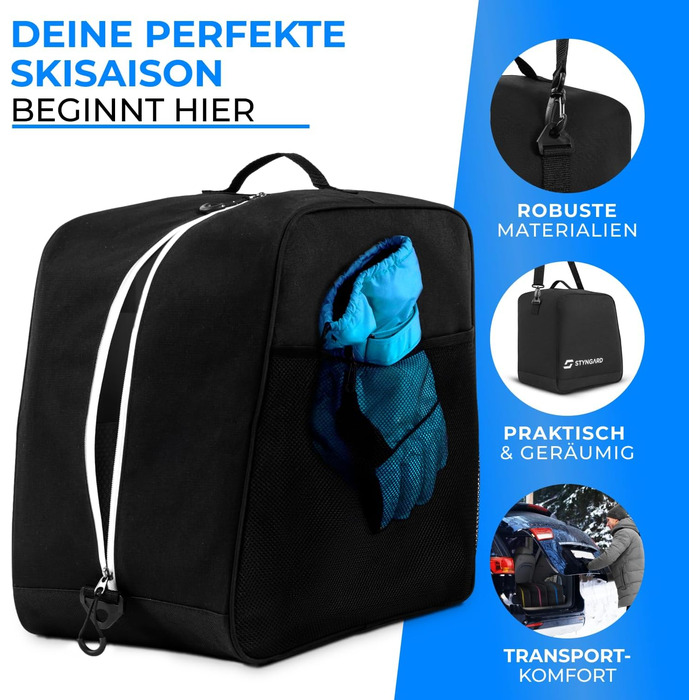 Чохол для лижних черевиків STYNGARD Cortina чорно-білий [38 л] - сумка для лижних черевиків з місцем для аксесуарів