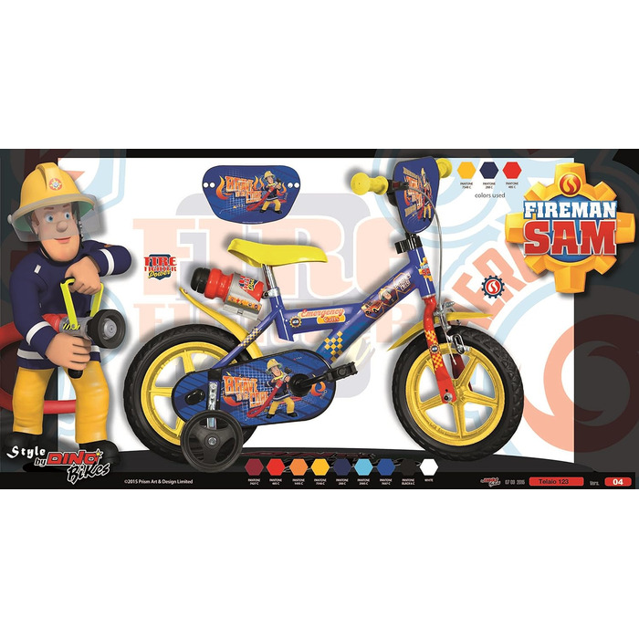 Дитячий велосипед Dino Bikes 12 дюймів, Feuerwehrmann Sam, яскравий дизайн