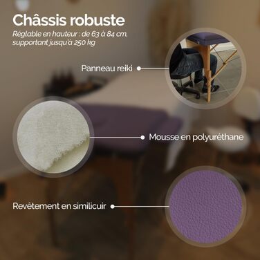 Складана масажна кушетка Vivezen з 3 зонами та Reiki-панеллю з дерева + аксесуари та сумка для перенесення