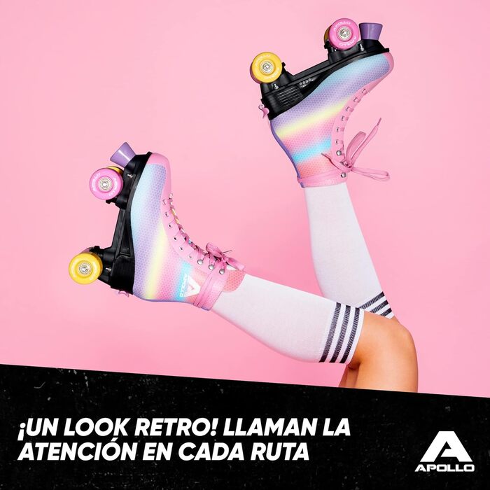 Роликові ковзани Apollo Disco Roller Quad, дитячі та дорослі, регульовані 31-42, LED, танцювальна королева
