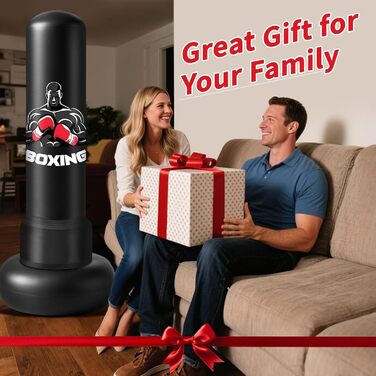 Надувний боксерський мішок Qoosea 180 см з рукавичками для дорослих та підлітків. Ідеально для таеквондо, карате, кікбоксингу та MMA