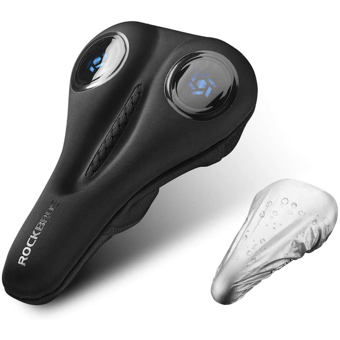 Подушка-накладка на сидіння велосипедного крісла ROCKBROS, гелева, вузька, дихаюча, 28*17см, червоно-синя