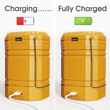 Сонячна кемпінгова лампа з ручним заводом, LED ліхтар, 3000 mAh Power Bank, водонепроникна, для туризму та виживання, жовта