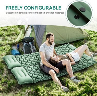 Килимок для кемпінгу YITAHOME самонадувний, ультралегкий, з вбудованим насосом та подушкою. Килимок для відпочинку на природі, подорожей та кемпінгу (зелений)