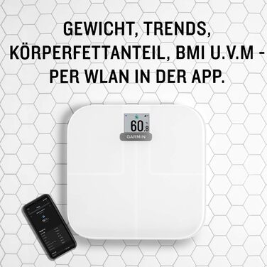 Ваги розумні Garmin Index S2 Чорні: вимірювання ваги, тренду, жиру, м'язів, BMI, Wi-Fi, синхронізація з Garmin Connect