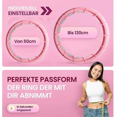Leiser Smart Hula Hoop Gymside Hoopside Pro - для схуднення та фітнесу, з масажними шипами, 18 знімних секцій (Рожевий)