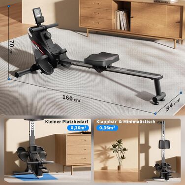 Гребний тренажер ISE для дому з магнітною системою, LCD-дисплеєм та 8 рівнями опору. Тиха гребна машина для кардіотренувань, ідеальна для домашнього спортзалу.