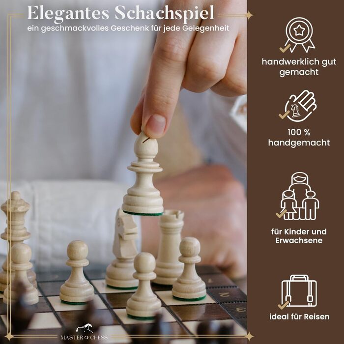 Дорожній шаховий набір Master Of Chess з липи, 29x29 см – якісна шахівниця з фігурами для дорослих і дітей