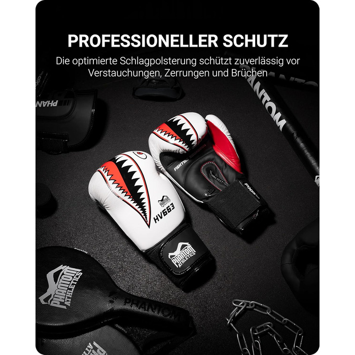 Боксерські рукавички Phantom Boxhandschuhe Fight Squad для MMA та тайського боксу | Чоловічі, білі, 12 Oz