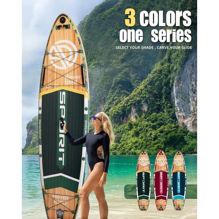 Надувне SUP-борд для дорослих, 204 кг, з сумкою та веслом (Хвойний)