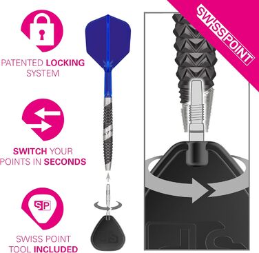Дротики Target Darts 975 Ultra Marine 97,5% вольфрамові зі сталевим вістрям та насадками K-Flex