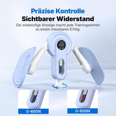 Тренування стегон MERACH Thigh Master – тренажер для ніг з регулюванням опору 400 N/600 N, 360° та тренажер для м'язів тазу для чоловіків та жінок. Фітнес-обладнання для дому, блакитний колір