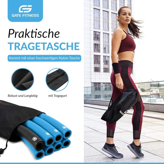 Хула-хоп GATE FITNESS для дорослих та дітей | 1.2-2 кг | 6-8 сегментів | Фітнес-обруч з піни (синьо-чорний)