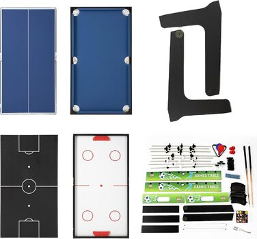 Складаний ігровий стіл 4 в 1: більярд, кікер, хокей на повітрі, тенісний стіл