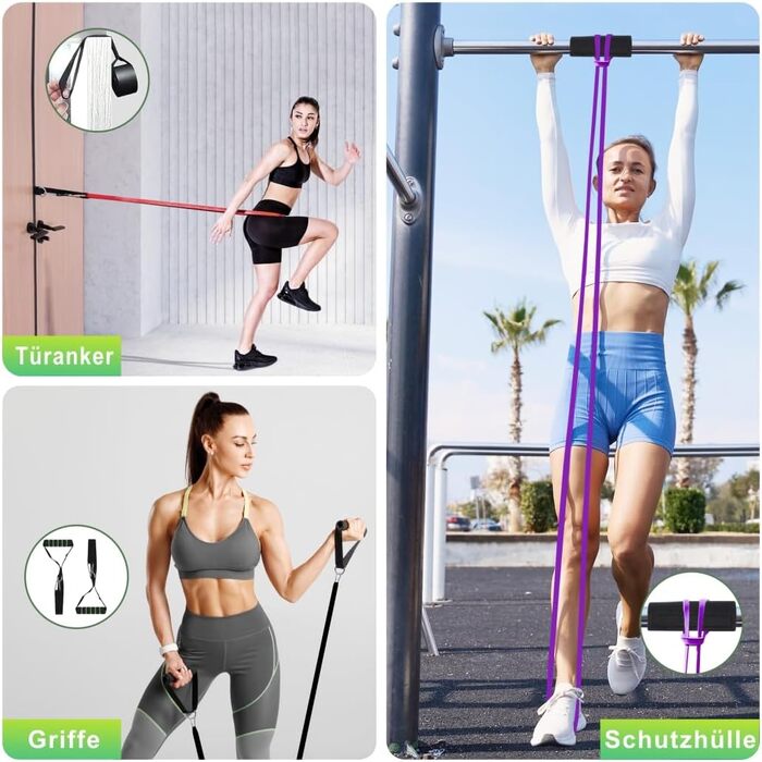 Набір еластичних стрічок для фітнесу, силових тренувань, фізіотерапії та йоги (з аксесуарами)