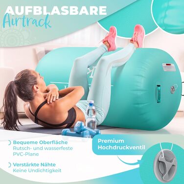 Надувний Airtrack KESSER® | з сумкою та електричним насосом | для акробатики, йоги, фітнесу, тренувань (120 x 90 см, м'ятно-зелений)