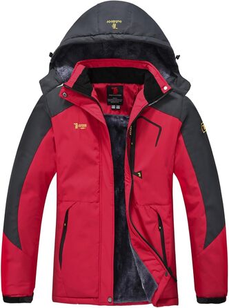 Зимова куртка Rdruko для жінок: водонепроникна, флісова, для сноуборду та гірських походів, яскраво-червона, розмір L