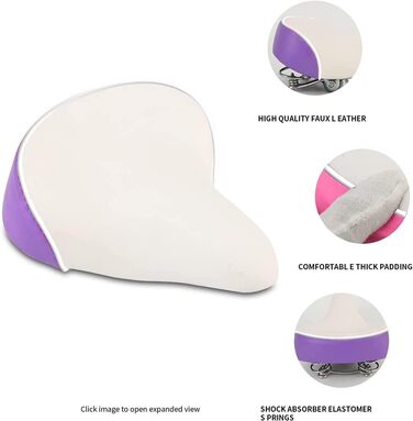 Дитячий велосипедний сідло EIRONA – широкий та комфортний, для дівчаток 12-20 дюймів, MTB та шосе, 22.2 мм підсідельник (фіолетовий)