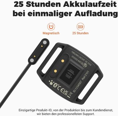 Фітнес-браслет COOSPO з пульсометром: оптичний датчик, Bluetooth 4.0, ANT+, сумісний з iFit, Polar, Strava, Wahoo, Garmin, Peloton, чорний