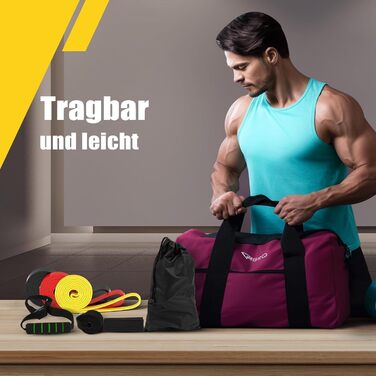 Набір еластичних стрічок для фітнесу Fokky, стрічки опору для силових тренувань, йоги та пілатесу, з дверним кріпленням та ручками