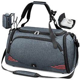 Спортивна сумка для подорожей та фітнесу 65 л з відділенням для взуття, водонепроникна дорожня сумка сіро-блакитна