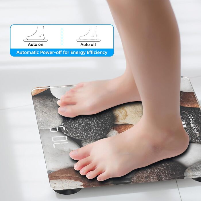 Цифрова вага Healthkeep з LED-дисплеєм, висока точність, Step-on, до 180 кг, дизайн «Кам'яна бруківка»