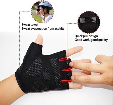 Велосипедні рукавички для чоловіків та жінок літні, напівпальцеві для гірського велосипеда, шосе, піших прогулянок, альпінізму, чорні, червоні, розмір L