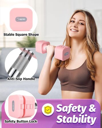 Набір гантелей Fragraim 5 кг x 2, регульовані, для дому, фітнесу, силових тренувань (рожевий)