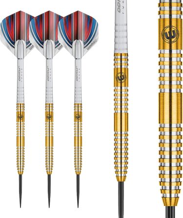 Дротики WINMAU Daryl Gurney 23 г, вольфрамові, сталевий наконечник, комплект з оперенням і держателями, професійні