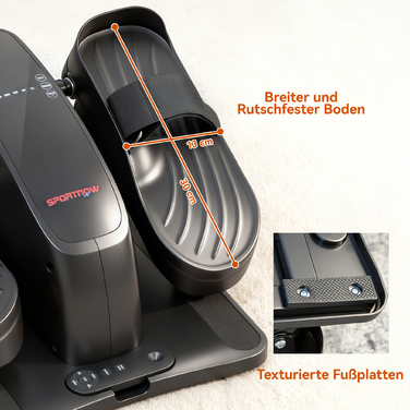 Міні-тренажер для ніг SportNow, 12 швидкостей, LED-дисплей, пульт дистанційного керування, нековзне покриття, портативний, металевий, пластиковий, чорний