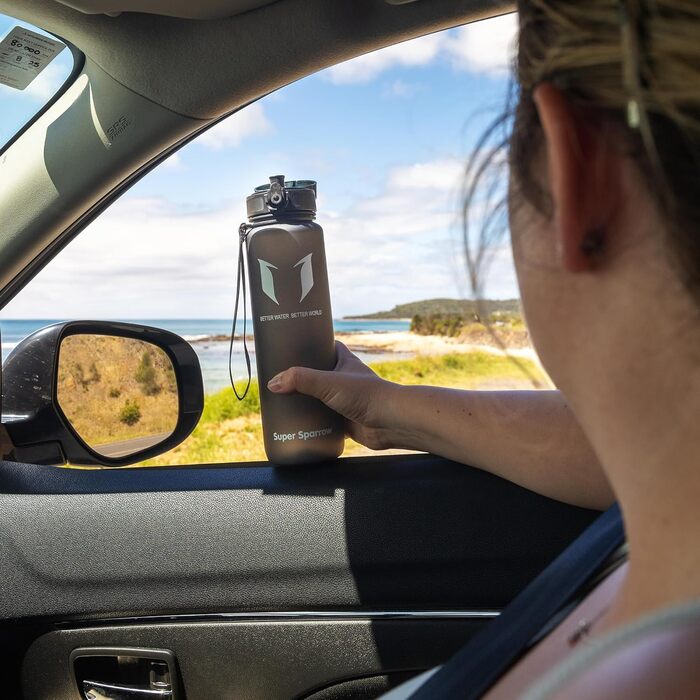 Фляга для води Super Sparrow Tritan - 350/500/750/1000 мл, без BPA, спортивна, для велосипеда, фітнесу, подорожей, сіра