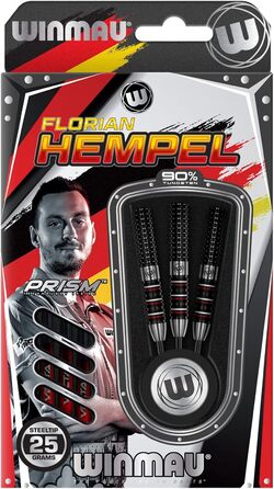 Дротики Winmau Steel Flo Hempel 25 г, сталь, 90% вольфрам, чорні