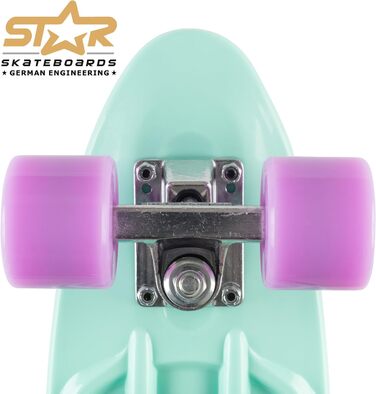 Скейтборд BIKESTAR Vintage Retro Cruiser 60 мм для дітей та дорослих, багатобарвний, для початківців від 6 років