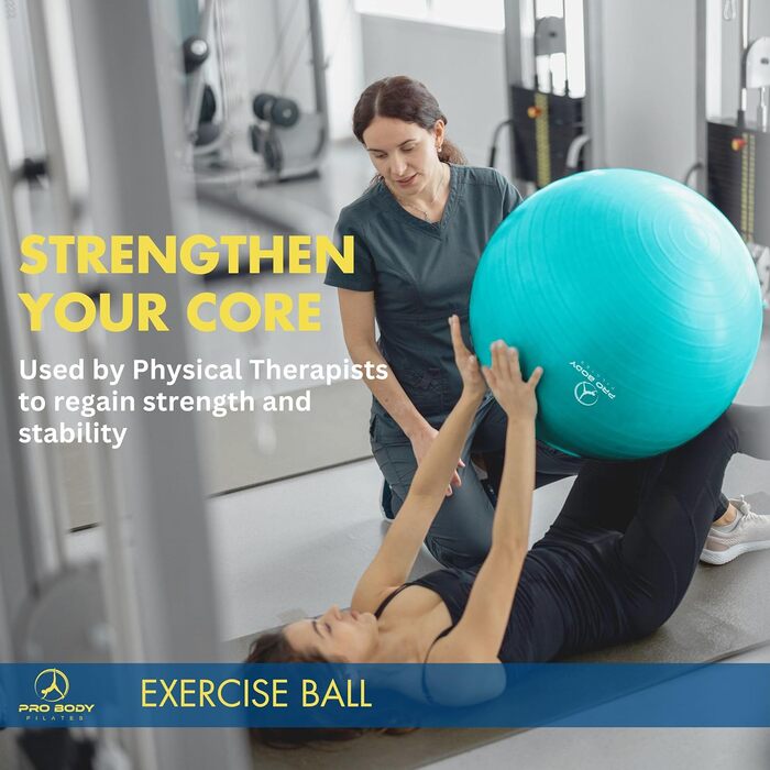 Піляболь для фітнесу та йоги ProBody Pilates Ball (65 см) - фітнес м'яч для тренувань, фізіотерапії та вагітності