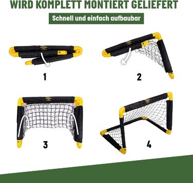 Складні футбольні ворота Umbro 50x44x44 см для дітей, комплект 2 шт., чорні/жовті, для тренувань у саду та приміщенні