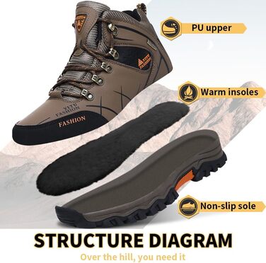 Чоловічі трекінгові черевики Littleplum Khaki 39 EU - тепла підкладка, дихаючі, антиковзаючі, високий верх