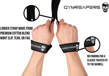 Петлі для тяги Gymreapers з неопреновою підкладкою, 18'' бавовна, для пауерліфтингу, бодібілдингу, кросфіту та силових тренувань