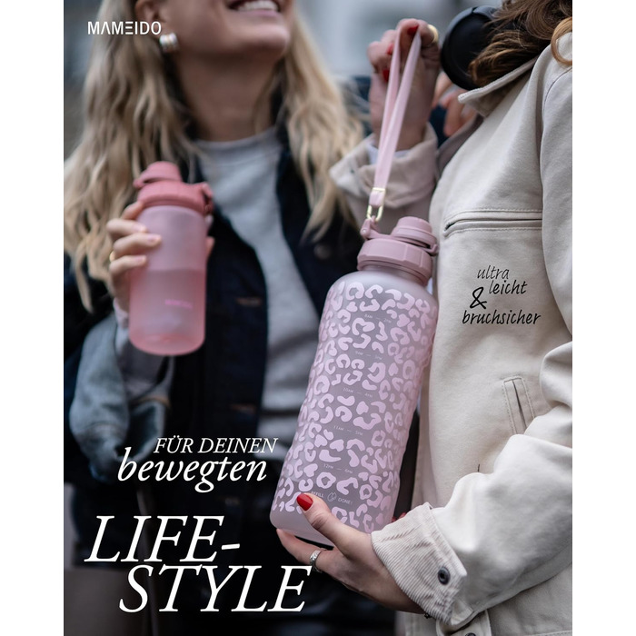 Водяна пляшка MAMEIDO з трубочкою та петлею для перенесення, 2000 мл, Tritan, без BPA, для дітей