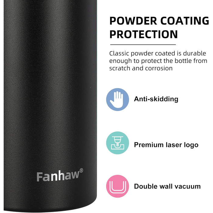 Фанав 600мл ізольована спортивна пляшка для води з трубочкою з нержавіючої сталі для школи, дітей, чоловіків та жінок (600мл, фіолетово-зелений)