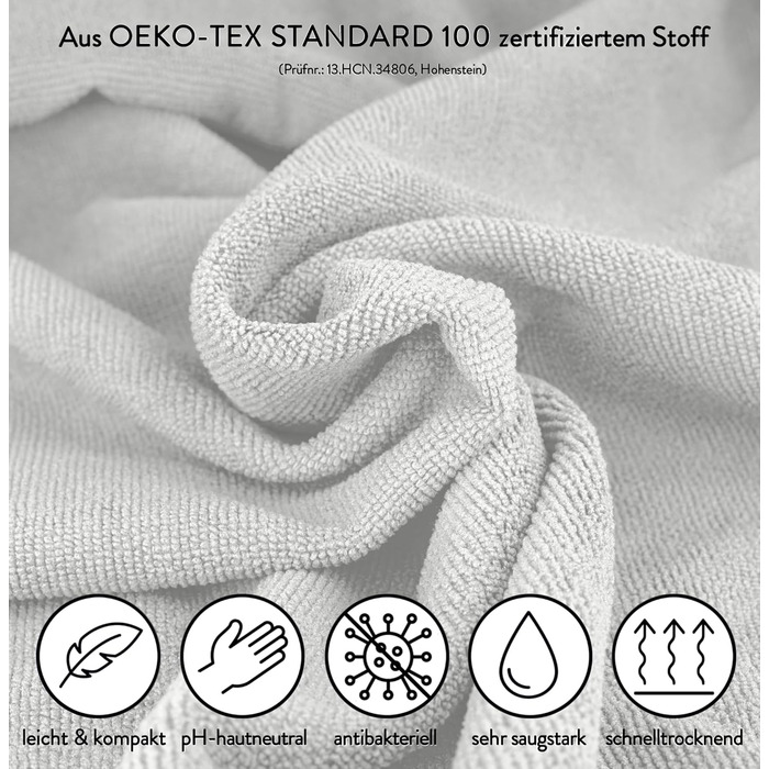 Рушник для фітнесу PEAQUE з кишенею на блискавці | Мікрофібра з фротте-структурою | Спортивний рушник для спортзалу та тренажерного залу | М'який, швидковисихаючий (120 x 50 см)