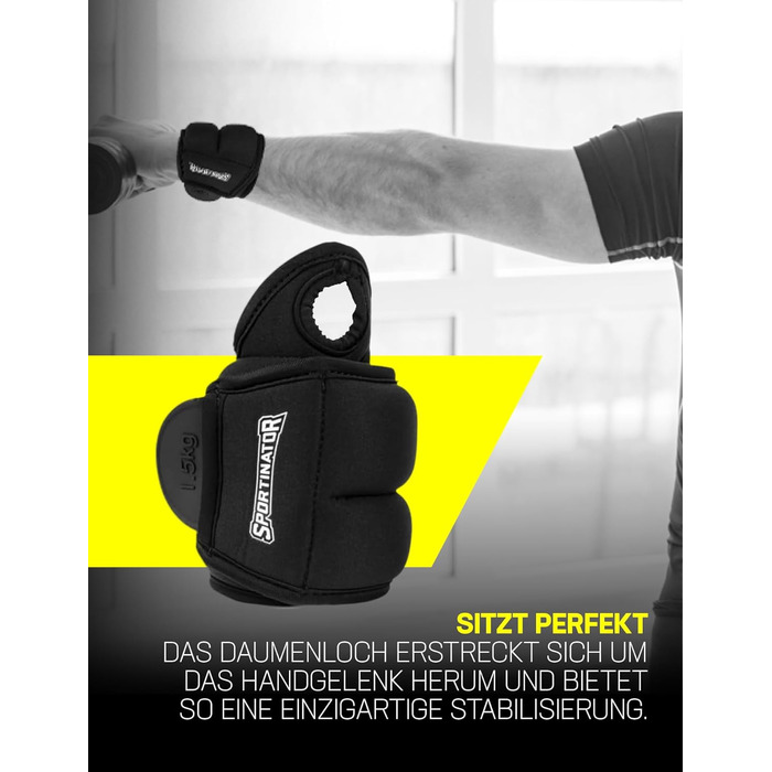 SPORTINATOR Манжети-обтяжувачі для рук і ніг, 2 шт, 2 x 1,5 кг, на липучці, для тренувань, жіночі та чоловічі