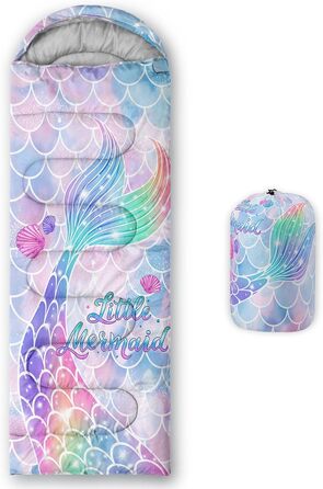 Спальний мішок HOSIMA з футболом для холодного клімату, дорослий, дитячий, водонепроникний, для кемпінгу, подорожей, полювання, компресійний мішок (Русалка-2)