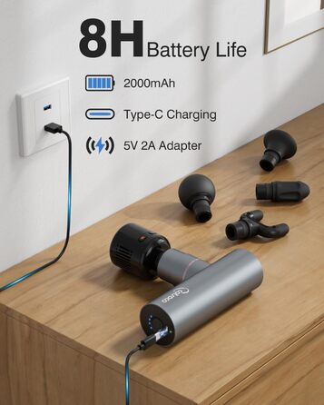 Масажер для м'язів Cotsoco з підігрівом та охолодженням, перкусійна масажна пістолета, глибоке розслаблення м'язів, портативний, сірий