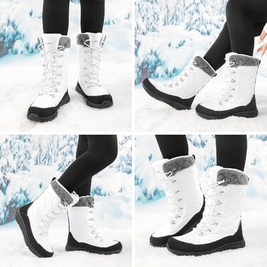 Зимові чоботи для жінок водонепроникні, зручні, теплі, з підкладкою, непромокаючі, зимові черевики, антиковзні, легкі, для піших прогулянок, трекінгу, відпочинку, снігові чоботи, середньої висоти, 37-42 EU (Білий, 41 EU)