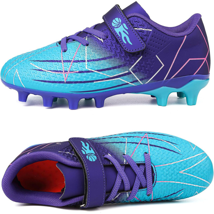Дитячі футбольні бутси з шипами, професійні, для хлопчиків та дівчаток, спортивне взуття, розмір 38 EU, блакитний/фіолетовий
