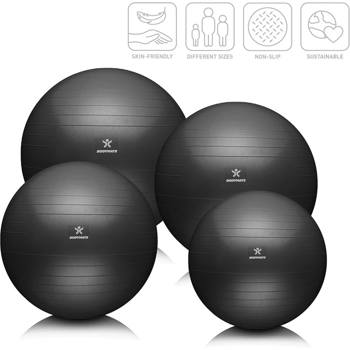 Фітбол BODYMATE 65 см: для фітнесу, йоги, офісного використання. В комплекті насос та E-book