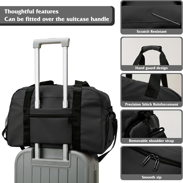 Спортивна сумка для жінок та чоловіків з відділенням для взуття та вологих речей, водонепроникна сумка для подорожей, тренувань, басейну та сауни (Чорна)