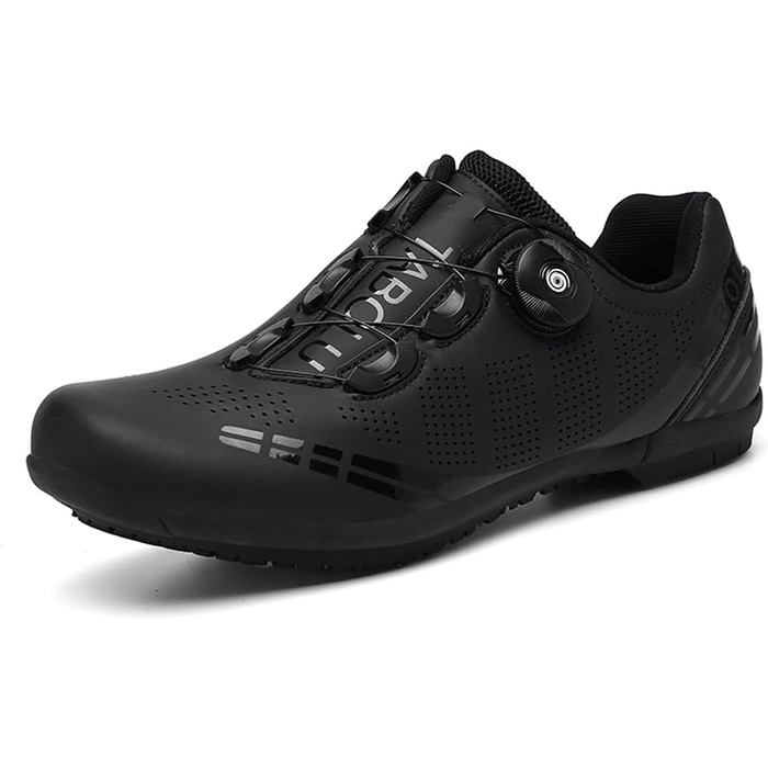 Велотуфлі для чоловіків та жінок: шосейні та MTB, з гумовою підошвою, дихаючі кросівки, антиковзкі, без застібок, розміри 36-47 EU, 43 EU, чорний