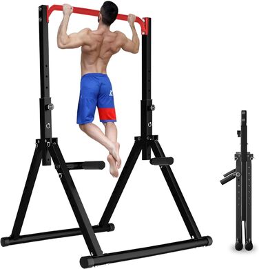 Стойка для віджимань і підтягувань DOBESTS з регулюванням висоти, багатофункціональна, чорна (3-червоні)